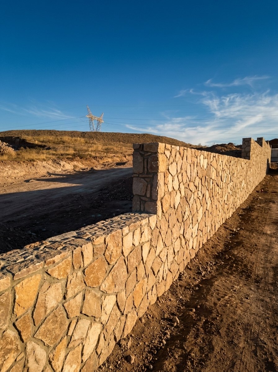 Muro de mampostería de piedra construido por Grupo ROGO